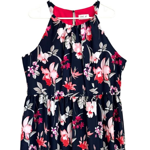 Eliza J Floral on Navy & Pink High Low Maxi Dress Women's Size XXL - Picture 4 of 15